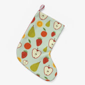 継ぎ目のない繰り返しパターンの生鮮な果物 スモールクリスマスストッキング (正面 (吊り時))