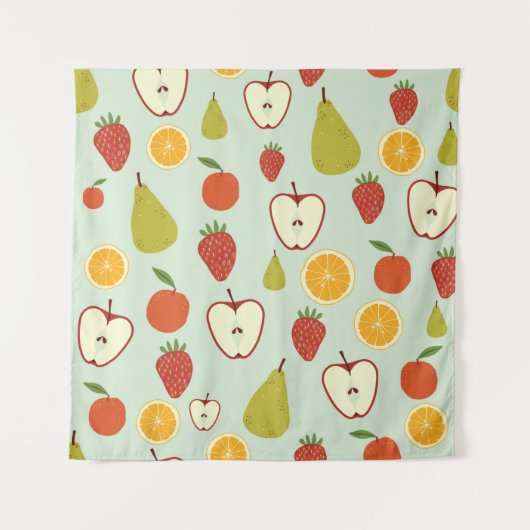 継ぎ目のない繰り返しパターンの生鮮な果物 タペストリー (正面)