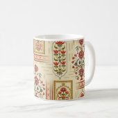 継ぎ目のない美しいムガルの花のモチーフとパター コーヒーマグカップ (正面右)
