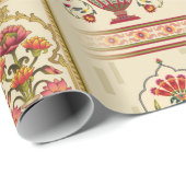 継ぎ目のない美しいムガルの花のモチーフとパター ラッピングペーパー (ロールコーナー)