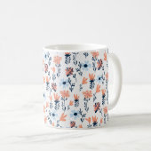 継ぎ目のない自然の花柄、抽象芸術の花 コーヒーマグカップ (正面右)