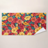 継ぎ目のない花柄のレトロ。アネモネス バスタオル (バスタオル)