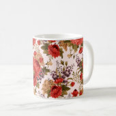 継ぎ目のない花柄バラ(菊付き) コーヒーマグカップ (正面右)