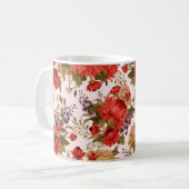 継ぎ目のない花柄バラ(菊付き) コーヒーマグカップ (正面左)