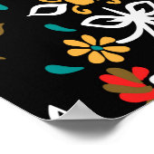 継ぎ目のない花柄フォークカラフル花と  ポスター (角)