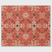 継ぎ目のない花柄フォークカラフル花と  ラッピングペーパー (フラット)