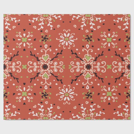 継ぎ目のない花柄フォークカラフル花と ラッピングペーパー (フラット)