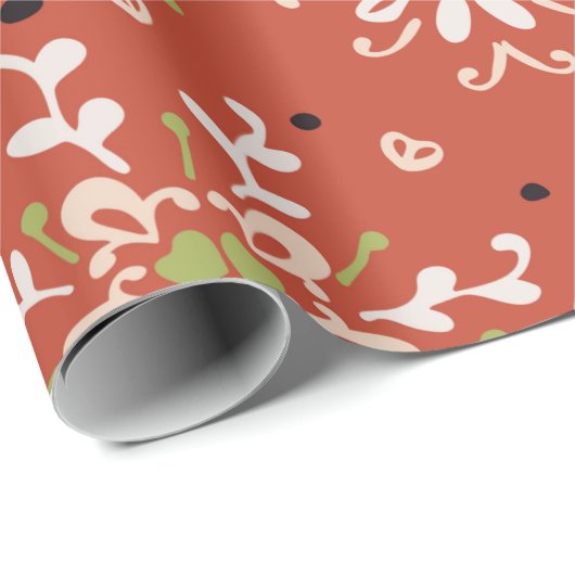 継ぎ目のない花柄フォークカラフル花と ラッピングペーパー (ロールコーナー)