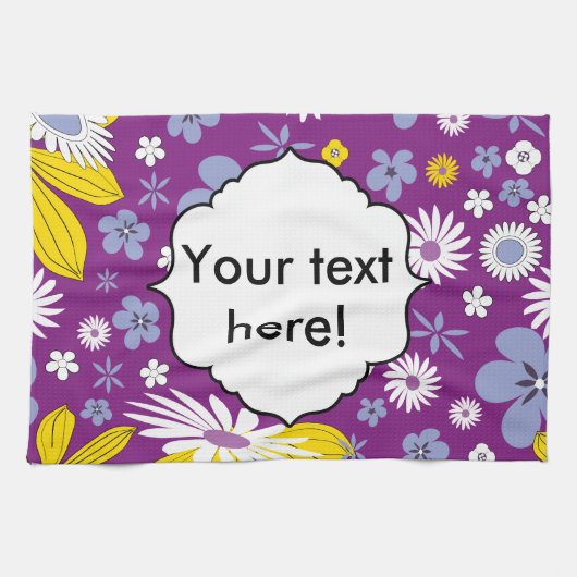 継ぎ目のない花柄 キッチンタオル (横)