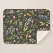 継ぎ目のない花柄。手描き水彩画 シェルパブランケット (正面(横))