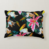 継ぎ目のない花柄。白とピンクのユリ  アクセントクッション (裏面)