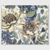 継ぎ目のない花柄。紫陽花、牡丹、ウィルフ ラッピングペーパー (フラット)