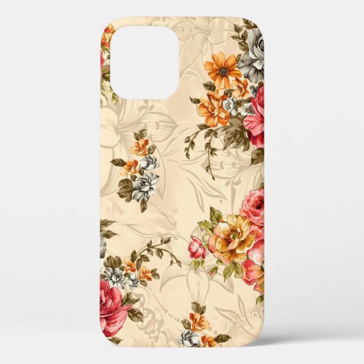 継ぎ目のない花柄(花とクリームバ) Case-Mate iPhoneケース (裏面)