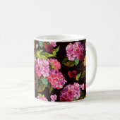 継ぎ目のない花柄。薄暗いとあじさぎ コーヒーマグカップ (正面右)