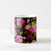 継ぎ目のない花柄。薄暗いとあじさぎ コーヒーマグカップ (正面左)