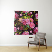 継ぎ目のない花柄。薄暗いとあじさぎ  タペストリー (インサイチュ)