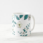 継ぎ目のない花模様 コーヒーマグカップ (正面右)