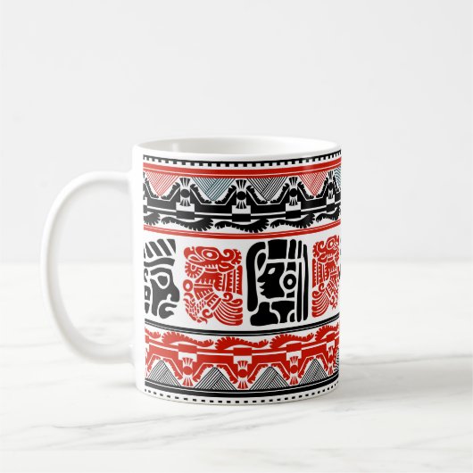 継ぎ目のない部族の民族パターン5 コーヒーマグカップ (左)