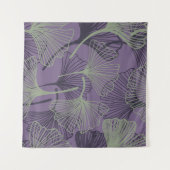 継ぎ目のない銀杏ビロバ模様。抽象芸術ヴィンテージb タペストリー (正面(横))