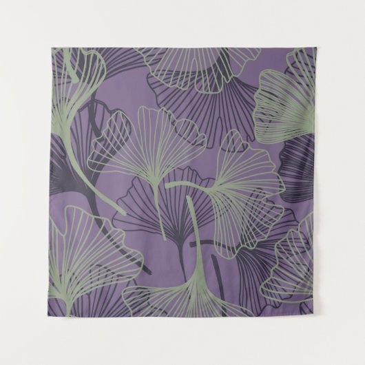 継ぎ目のない銀杏ビロバ模様。抽象芸術ヴィンテージb タペストリー (正面)