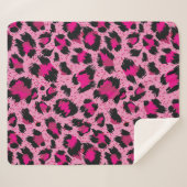 継ぎ目のない高級ピンクヒョウ柄。 シェルパブランケット (正面(横))