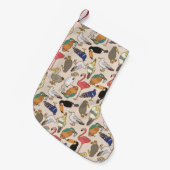 継ぎ目のない鳥のパターン スモールクリスマスストッキング (正面 (吊り時))