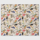 継ぎ目のない鳥パターン ラッピングペーパー (フラット)