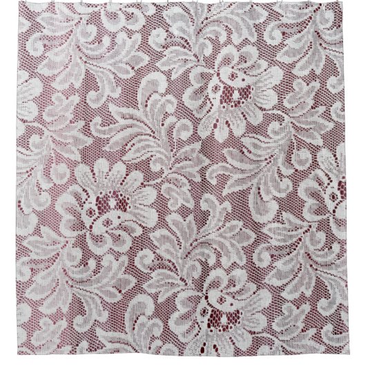 継ぎ目のな素晴らしいビーアの白いエレガンスのレースのテクスチャ シャワーカーテン (正面)