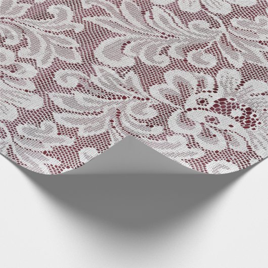 継ぎ目のな素晴らしいビーアの白いエレガンスのレースのテクスチャ ラッピングペーパー (角)