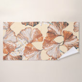 継ぎ目の無い模様の実を入れたイチョウ。水彩フル バスタオル (バスタオル)