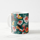 継ぎ目の無い橙白花図 コーヒーマグカップ (正面左)