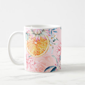 継ぎ目の無い菊、橙、花の模様 コーヒーマグカップ