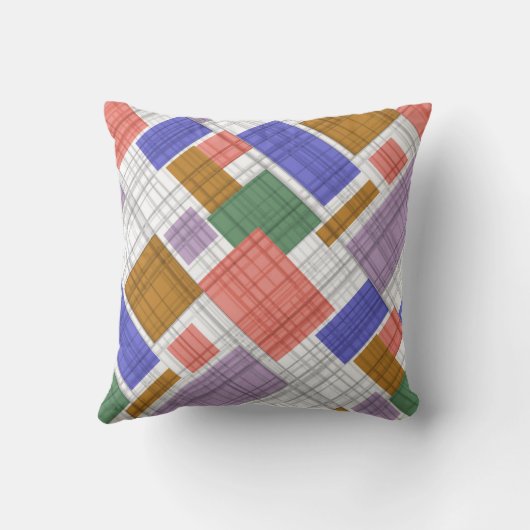 継ぎ目市松模様に無い格子形幾何正方形が並んだ クッション (裏面)