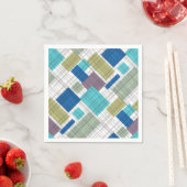 継ぎ目市松模様に無い格子形幾何正方形が並んだ スタンダードカクテルナプキン (インサイチュ)