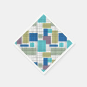 継ぎ目市松模様に無い格子形幾何正方形が並んだ スタンダードカクテルナプキン (角)