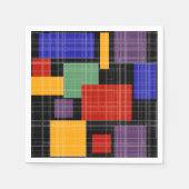 継ぎ目市松模様に無い格子形幾何正方形が並んだ スタンダードカクテルナプキン (正面)