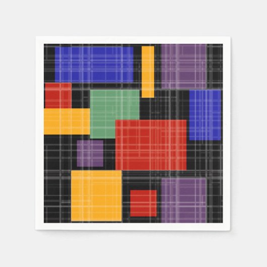 継ぎ目市松模様に無い格子形幾何正方形が並んだ スタンダードカクテルナプキン (正面)