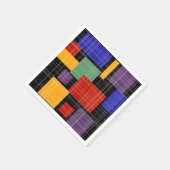 継ぎ目市松模様に無い格子形幾何正方形が並んだ スタンダードカクテルナプキン (角)