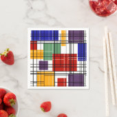 継ぎ目市松模様に無い格子形幾何正方形が並んだ スタンダードカクテルナプキン (インサイチュ)