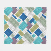 継ぎ目市松模様に無い格子形幾何正方形が並んだ フリースブランケット (正面(横))