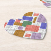 継ぎ目市松模様に無い格子形幾何正方形が並んだ ペーパーコースター (アングル)