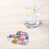 継ぎ目市松模様に無い格子形幾何正方形が並んだ ペーパーコースター (インサイチュ)