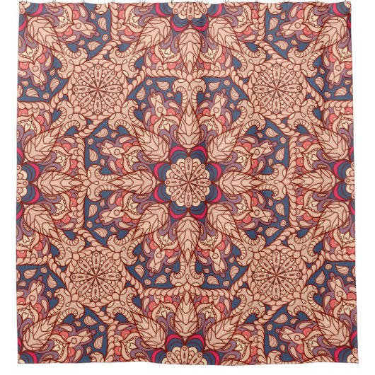 継ぎ目無し曼荼羅図。ヴィンテージ装飾要素 シャワーカーテン (正面)