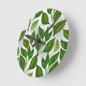 継ぎ目無し(緑茶葉) ラウンド壁時計 (傾斜)