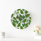 継ぎ目無し(緑茶葉) ラージ壁時計 (ホーム)