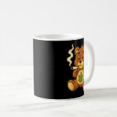 継ぎ葉付きおもしろいテディベア雑草喫煙ベア コーヒーマグカップ (正面右)