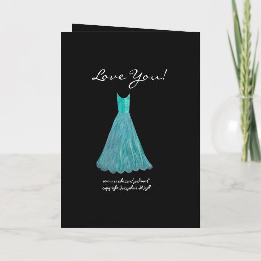 継娘-後輩の新婦付添人のターコイズの服 招待状 (裏面)