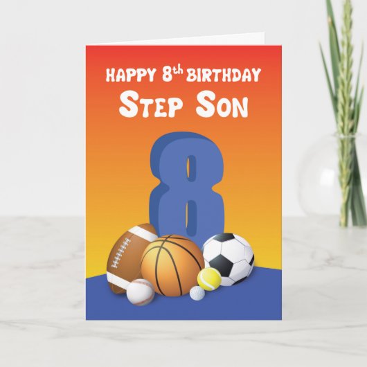 継子スポーツボール8歳の誕生日 カード (正面)