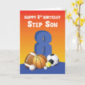 継子スポーツボール8歳の誕生日 カード (黄色い花)