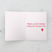 継母にありがとう | 赤いハート カード (内部)